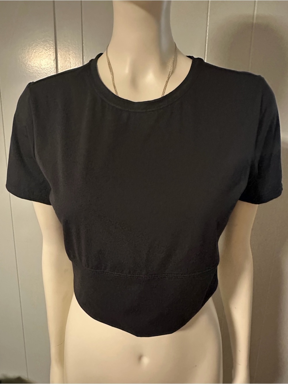 JoyLab Black Cropped Crew Tee Size M